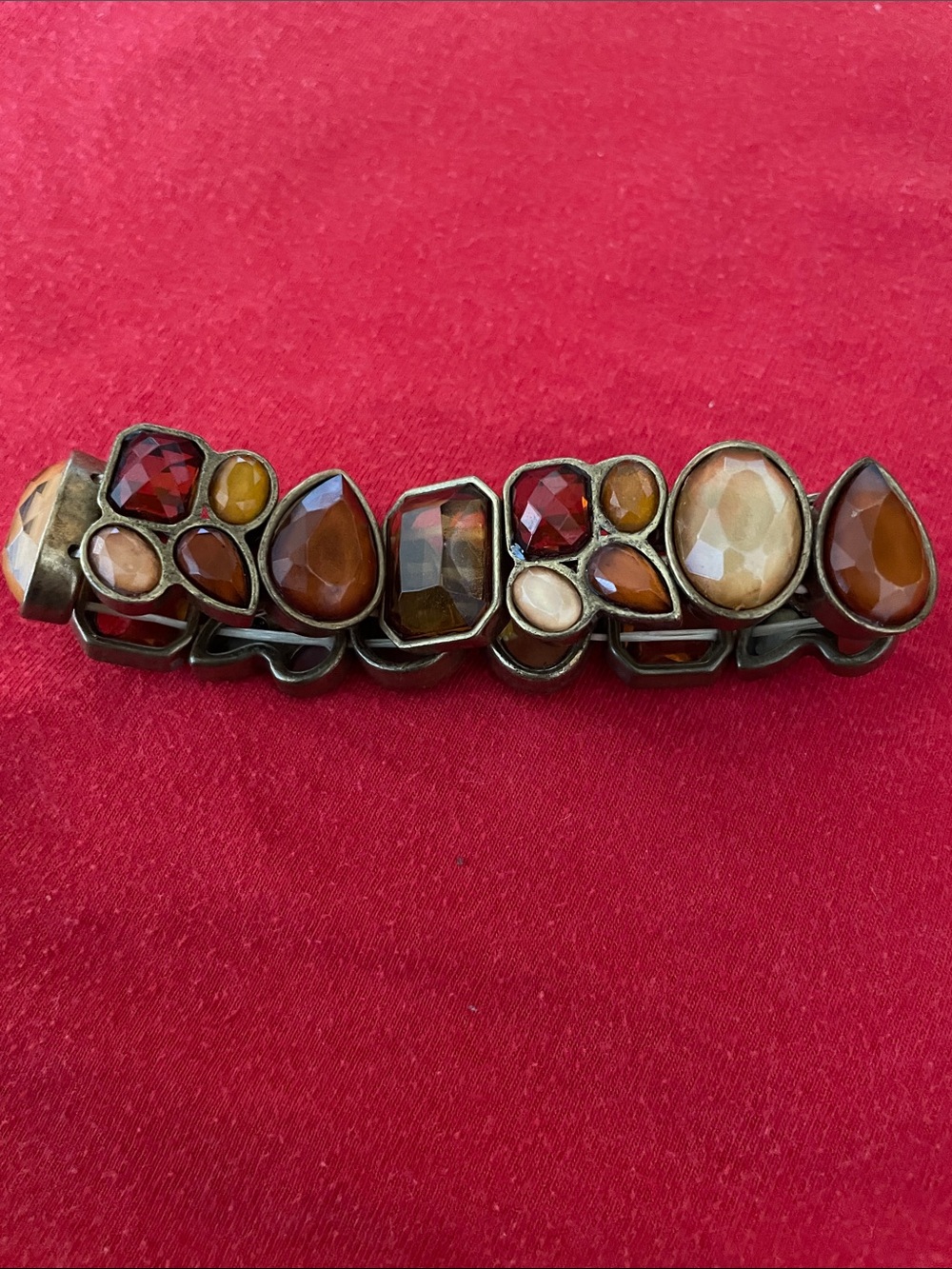 Fashion Jewelry Amber and Brown Multi-Stone Stretch Bracelet - Picture 5 of 6